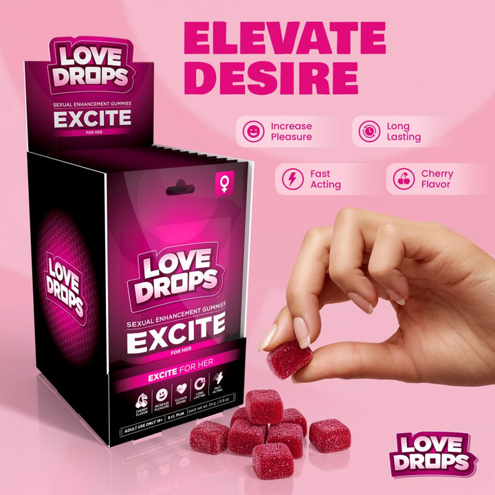 Love Drops Cherry Wellness Gummies for Her – 12-Pack Display