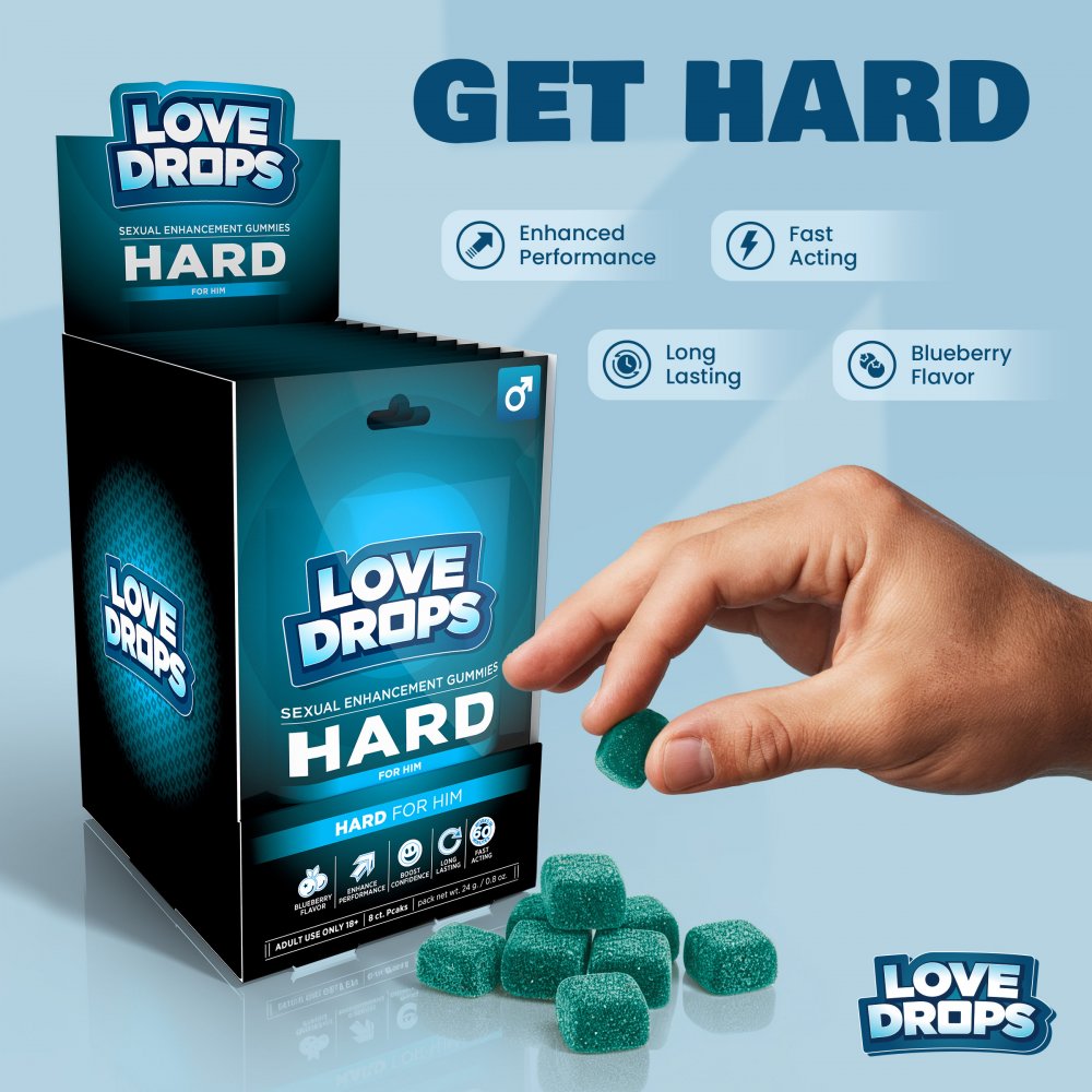 Love Drops Blueberry Wellness Gummies for Him – 12-Pack Display